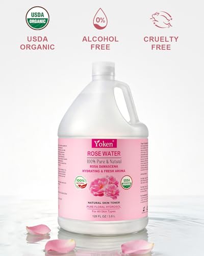Yoken-Organic-Rose-Water-Toner-for-Face-100-Pure-Natural-Rosa-Damascena-Rose-Hydrosol-USDA-Certified-Organic-Hydrating-Rosewater-for-Skin-Hair-Alcohol-Free-Vegan-No-Dyes-0-0
