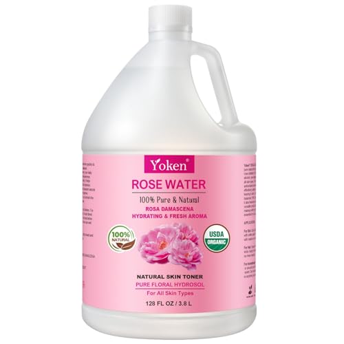 Yoken-Organic-Rose-Water-Toner-for-Face-100-Pure-Natural-Rosa-Damascena-Rose-Hydrosol-USDA-Certified-Organic-Hydrating-Rosewater-for-Skin-Hair-Alcohol-Free-Vegan-No-Dyes-0